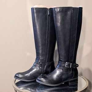 Clarks Pita Vienna Black Leather Riding Boots
